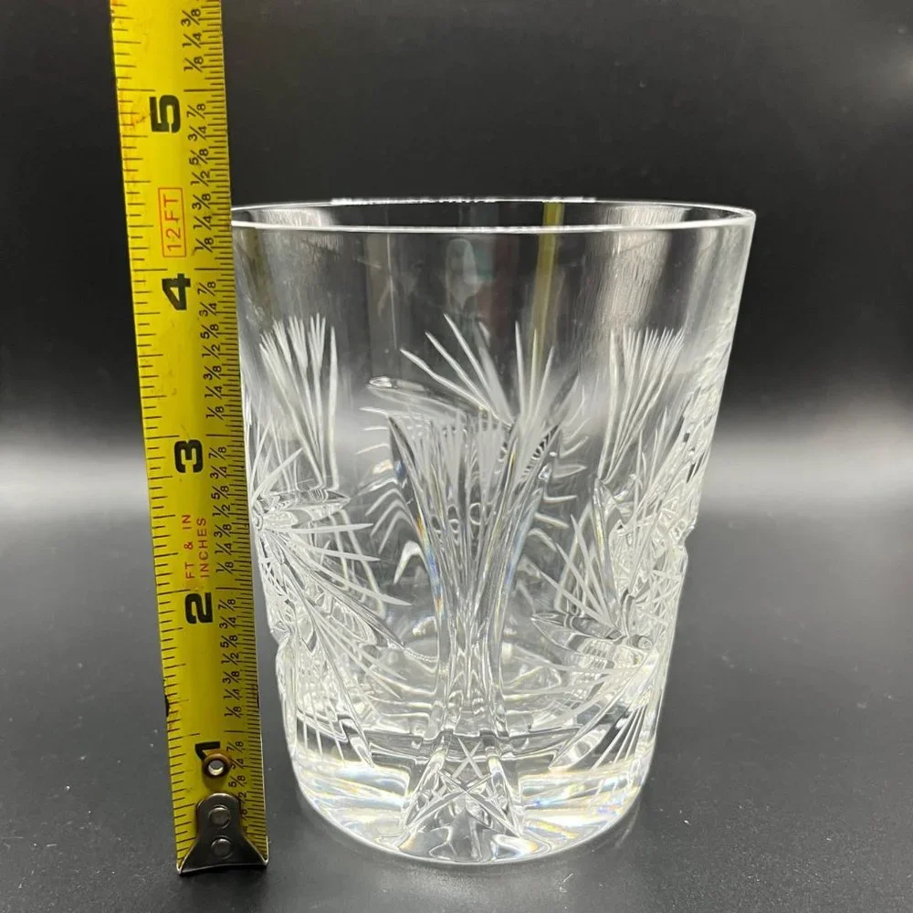Violetta Cut Etched‎ Crystal Star Pinwheel Whirling Tumbler Cocktail Glass